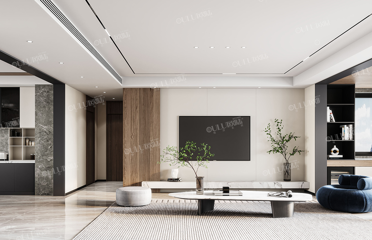 电视背景墙 香柏木效果图-全屋整装案例赏析集成墙面效果图
